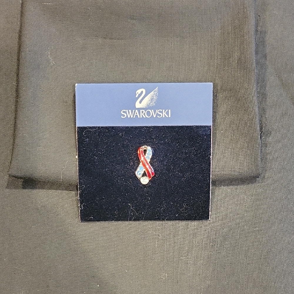 Swarovski Red and Blue Crystal Ribbon Brooch
